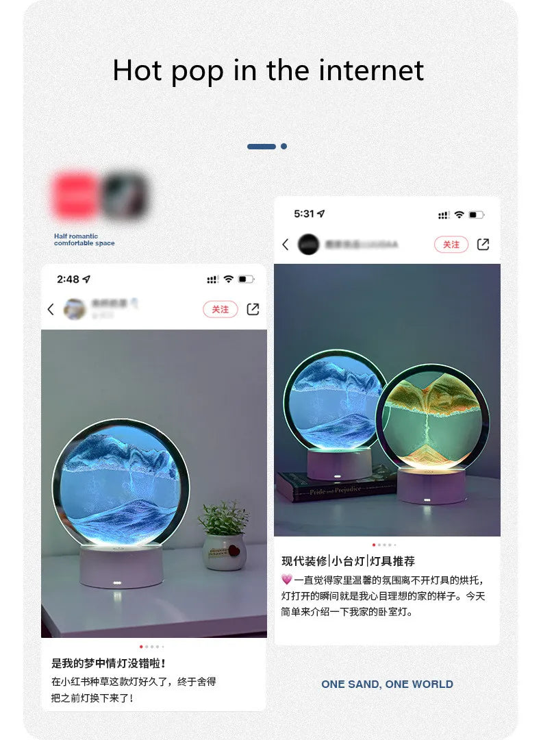 SandFlow™ 3D LED Mood Lamp with Moving Sand Art
