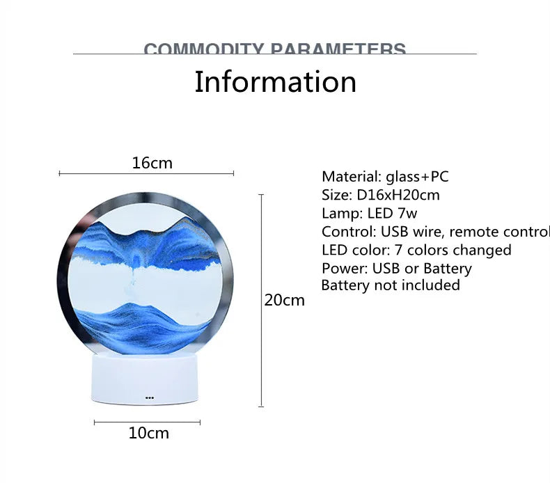 SandFlow™ 3D LED Mood Lamp with Moving Sand Art