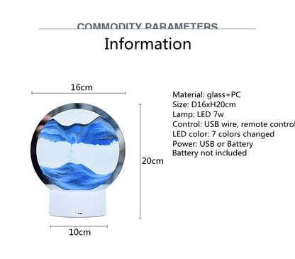 SandFlow™ 3D LED Mood Lamp with Moving Sand Art
