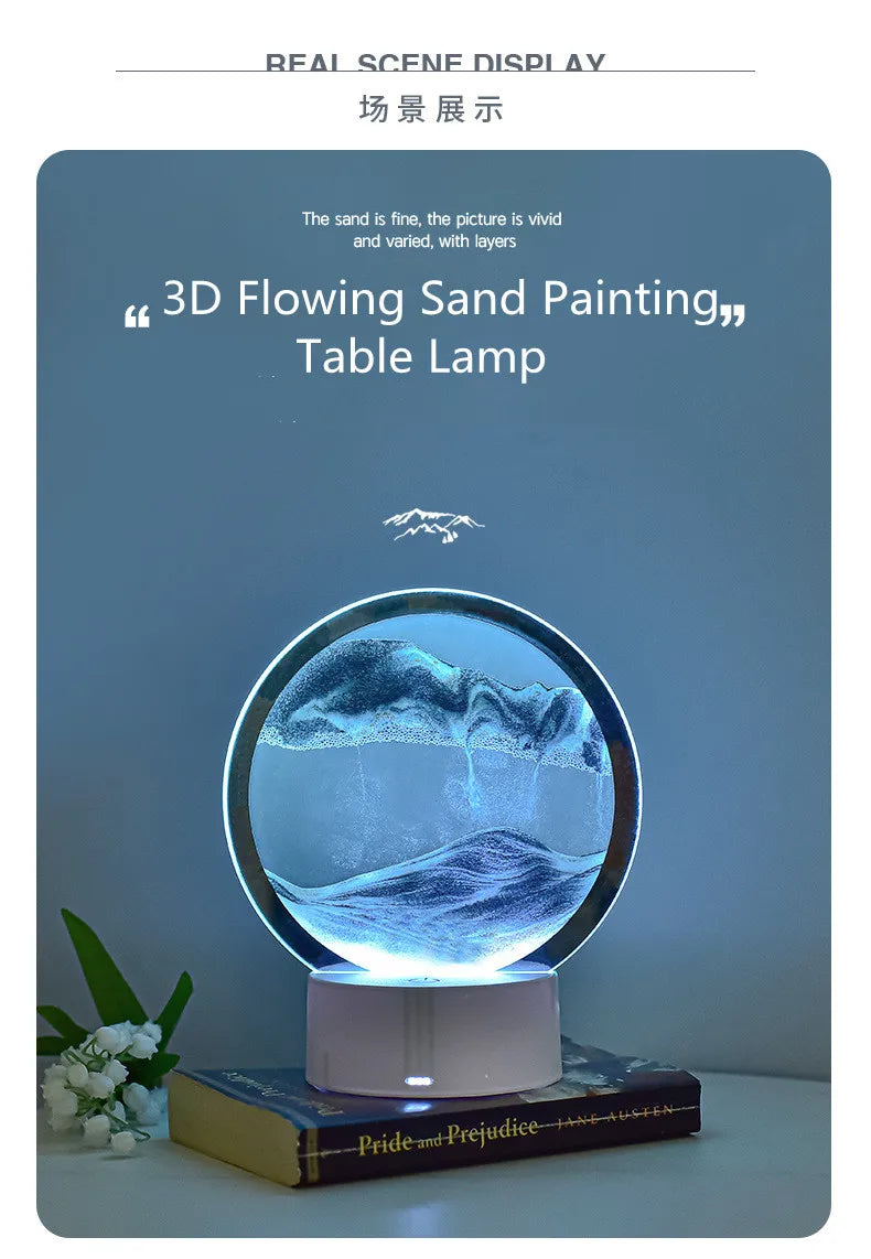 SandFlow™ 3D LED Mood Lamp with Moving Sand Art