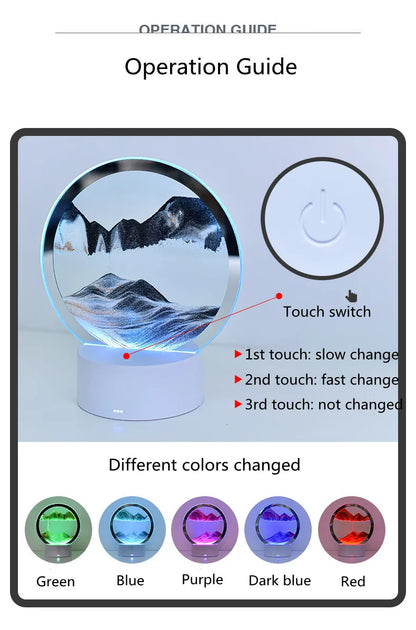 SandFlow™ 3D LED Mood Lamp with Moving Sand Art