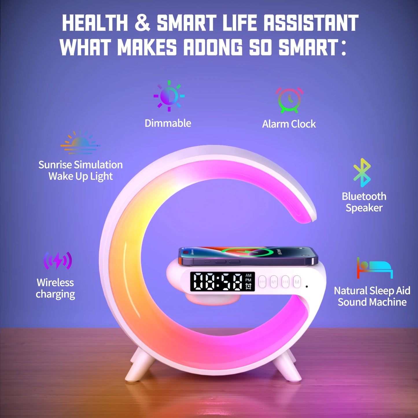 Smart LED Wake-Up Lamp (RGB + Speaker)